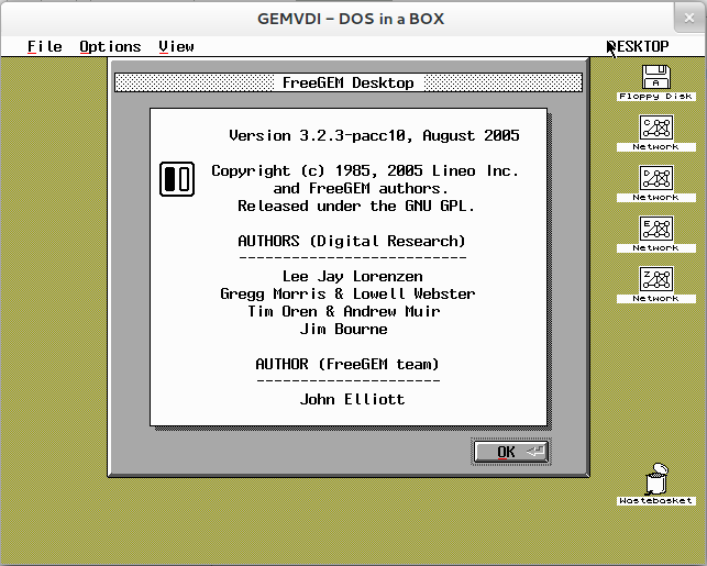 OpenGEM 6 on DOSEMU 1.4.0