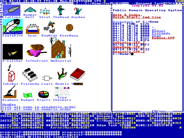 By Terry Davis (screenshot by Blah3) — TempleOS 4.05, Public Domain, https://commons.wikimedia.org/w/index.php?curid=48186267